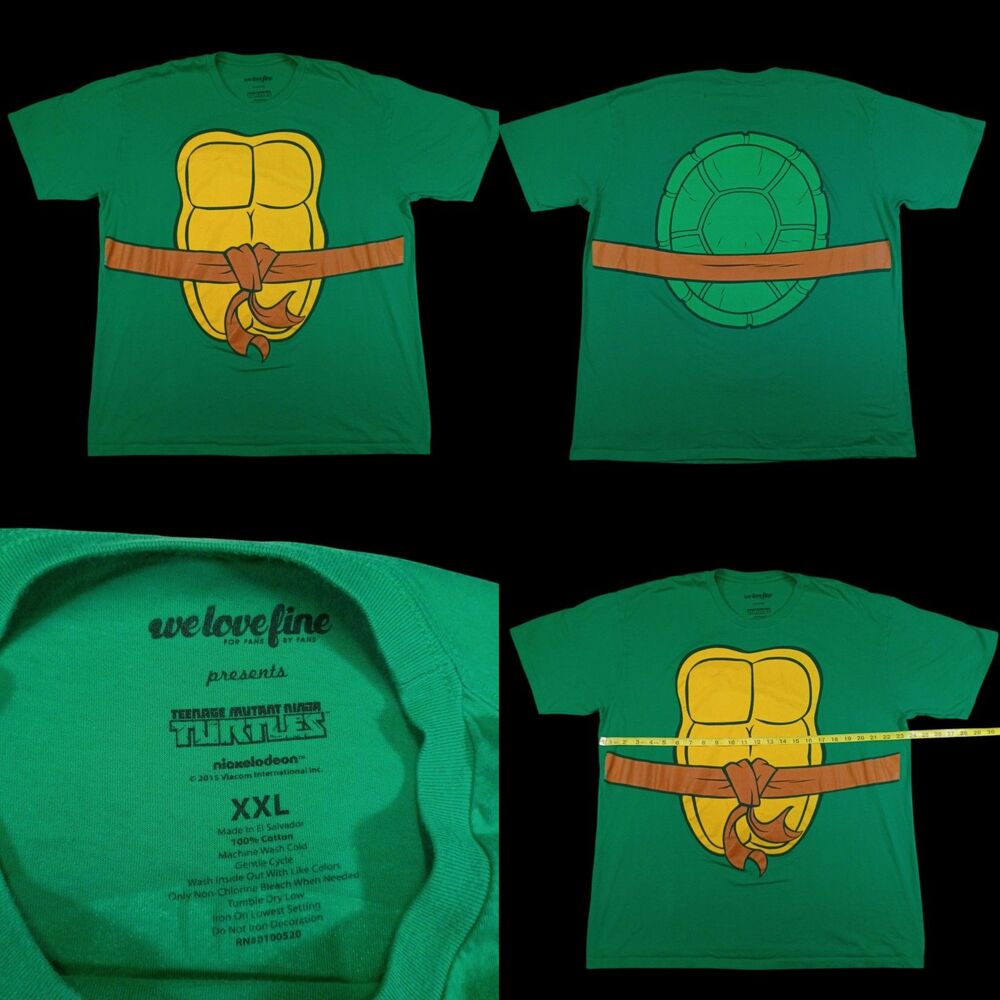 Nickelodeon Men’s Size 2XL Green 100% Cotton Graphic Turtle T-Shirt
